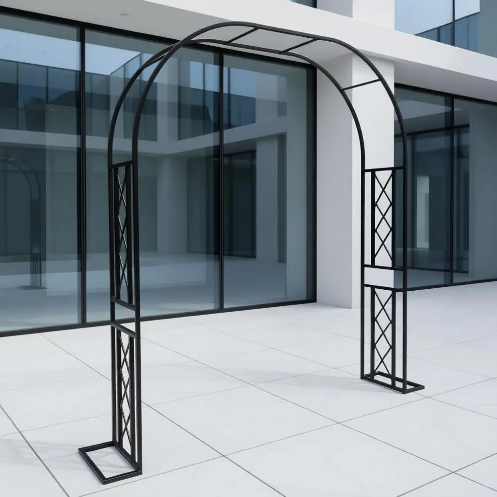 

Wide Garden Arch Arbor, 87 x 91, for Climbing Plants, Weddings, and Backyard Decor (Brown)