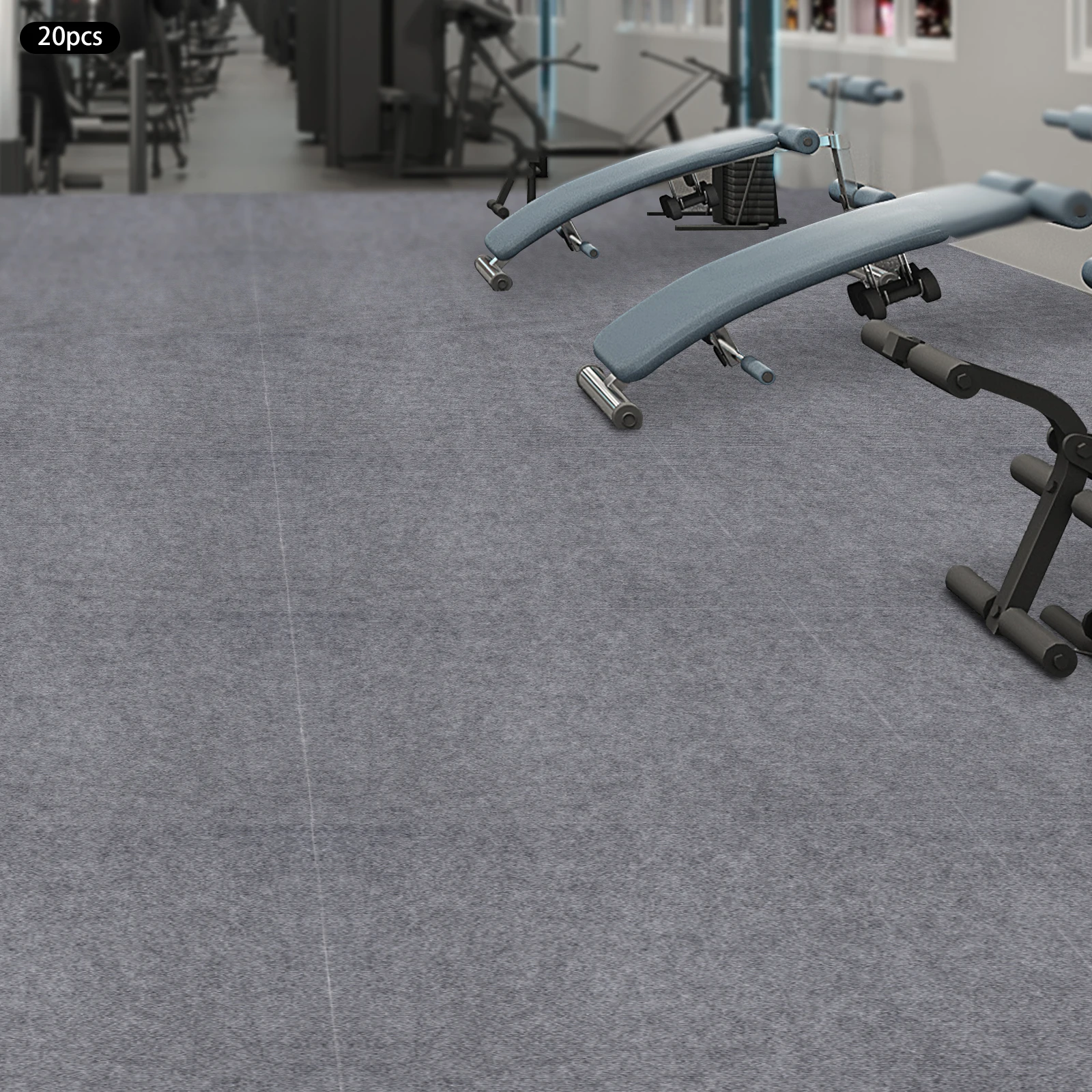 

20PCS 23.6*23.6in Comfortable Peel and Stick Floor Carpet Self-Adhesive Carpet Square Light Grey Square Carpet
