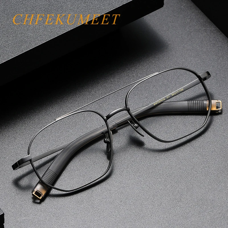 Pure Titanium Men Myopia Glasses Frame Optical Prescription Eyeglasses Wide Face Ultralight Progressive Reading Eyewear Frame