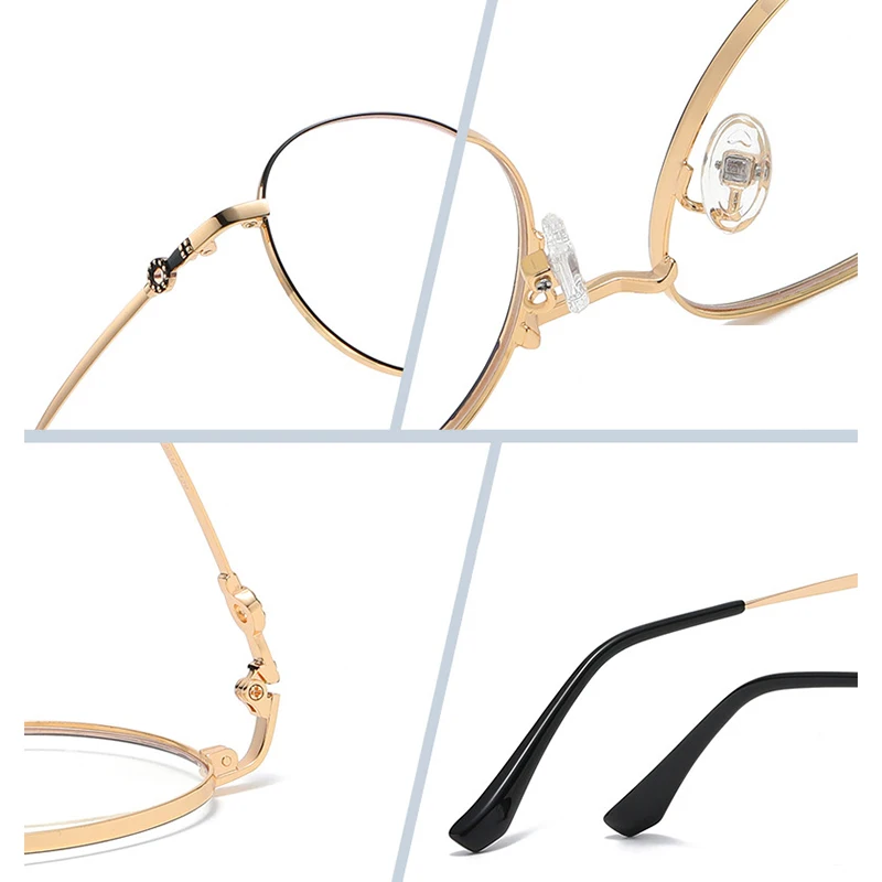 Eyeglasses Frame Round Glasses Optical Frame Full Rim Alloy Eyewear for Men and Women Prescription Eye Glasses Spectacles