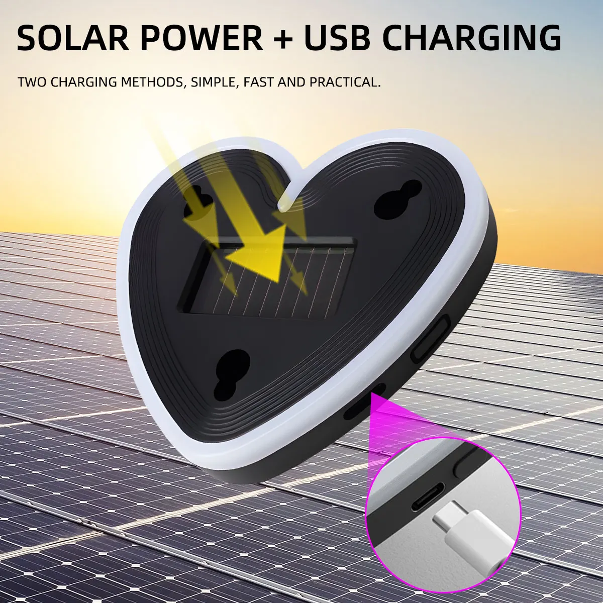 Universal Solar Atmosphere Light Heart-shaped Dynamic Gradient LED Fit Car Interior Ambient Light Decoration Accessory RGB
