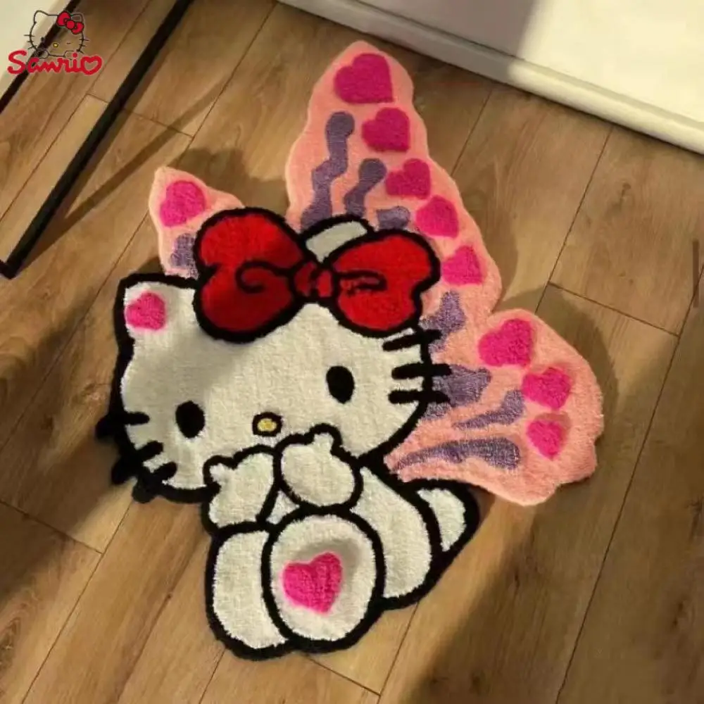 Alfombra de dibujos animados Kawaii Hello Kittys Sanrios para el hogar, dormitorio, mesita de noche, alfombrilla para el suelo de la habitación de