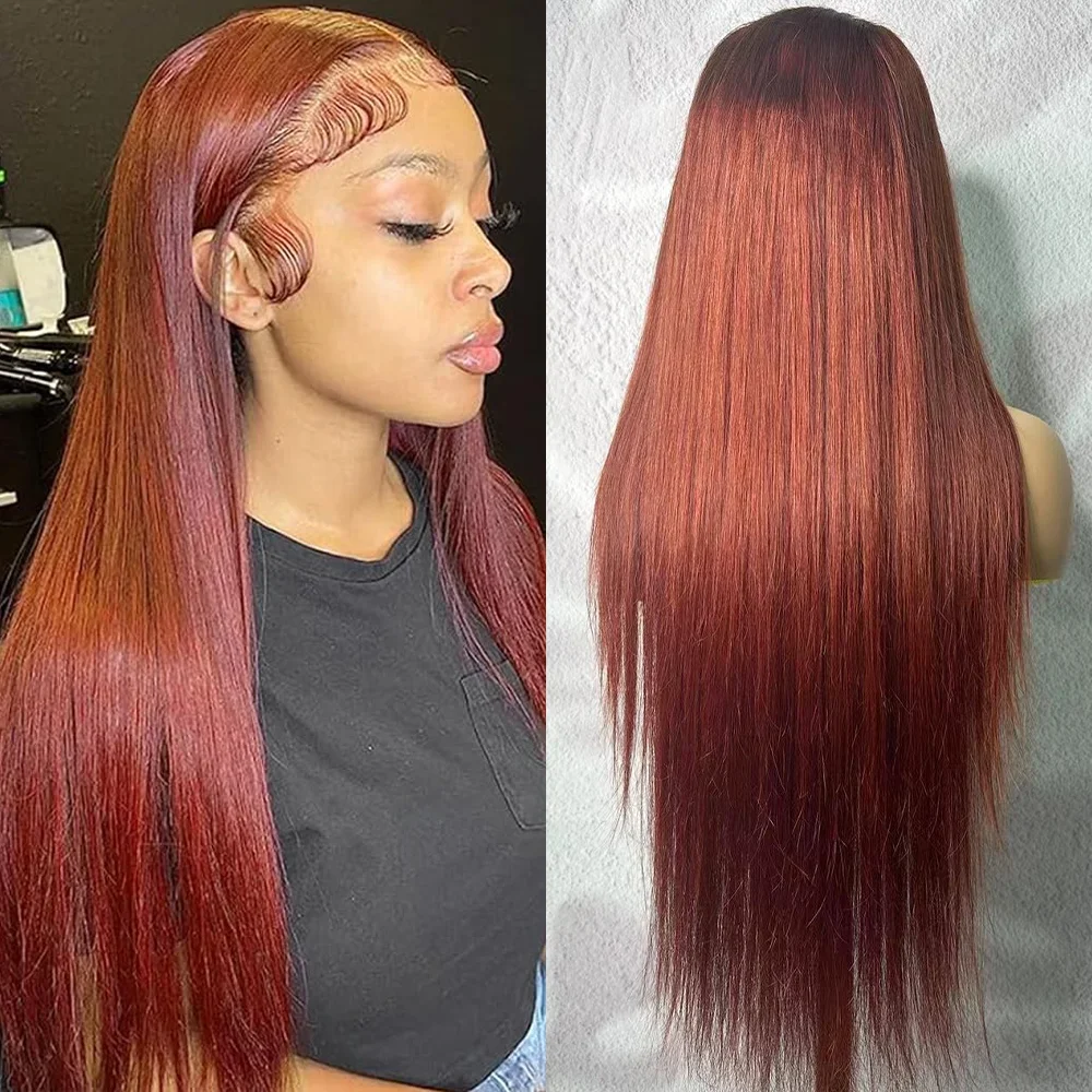 البني المحمر 13X4 HD الدانتيل الجبهة الباروكات الشعر البشري 13X6 مستقيم الدانتيل الجبهة الباروكات النحاس الأحمر الملونة خصلات الشعر المستعار الإنسان للنساء