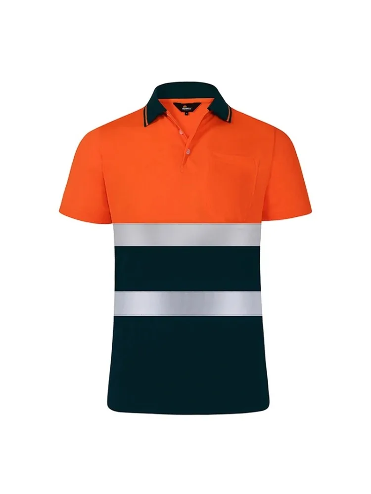 Chemises haute visibilité pour le travail, manches courtes, vêtements de travail respirants bicolores, Polo, uniforme réfléchissant, T-shirt pour hommes de Construction