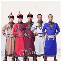 Traditional Chinese clothing - Mongolian men's long robes for stage performances