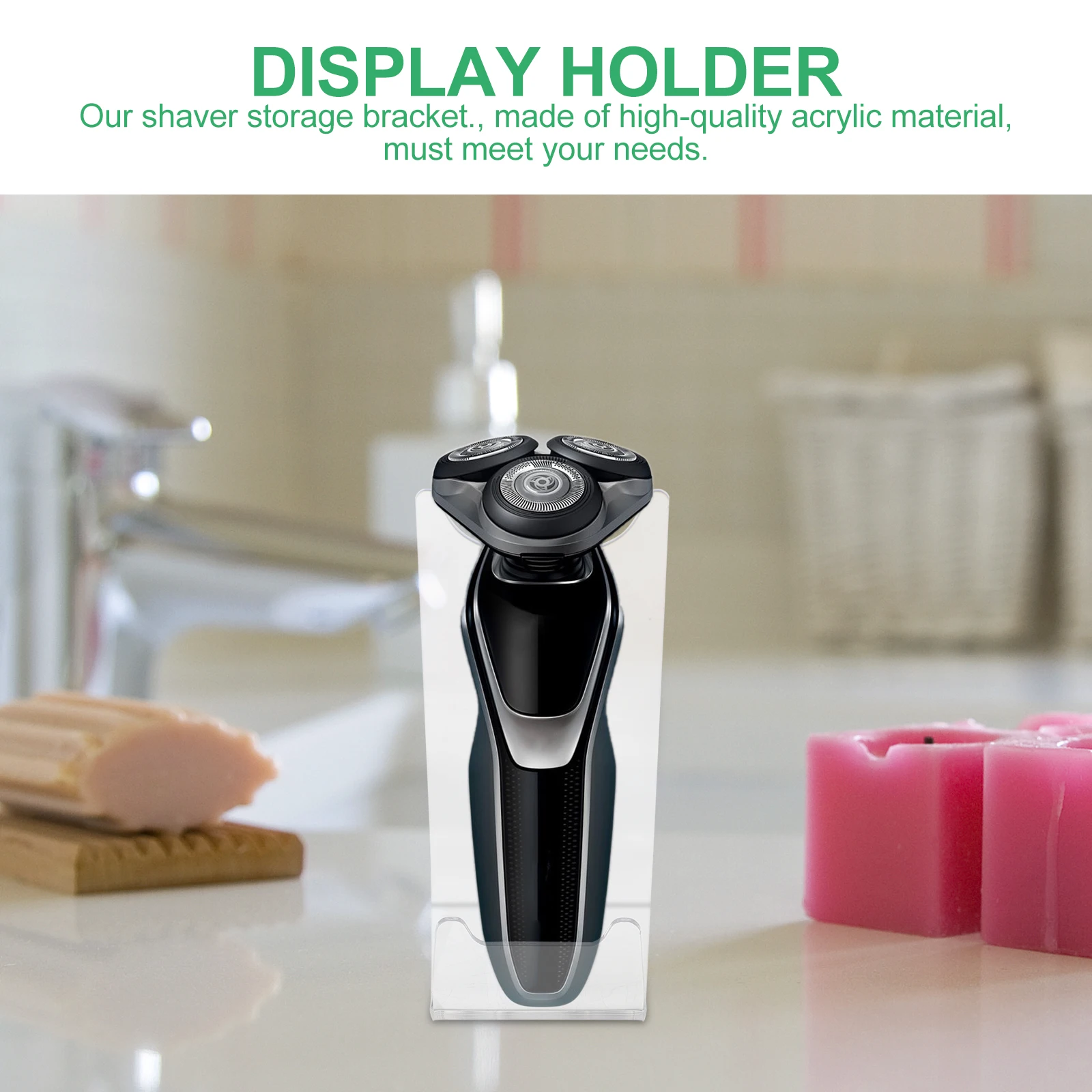 

2pcs Transparent Shaver Stand Acrylic Razor Brackets Display Holder Clear Electric Razor Stand For Home Office Hotel Use