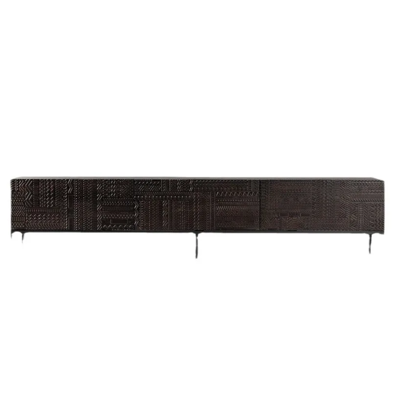Nordic solid wood TV cabinet Belgian style abstract engraving art modern simple TV cabinet coffee table combination