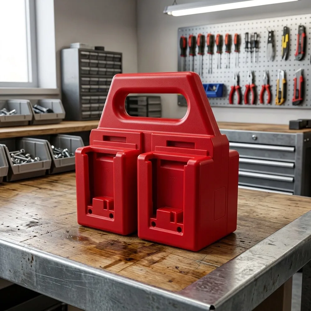 Red ABS 4-position For battery stand for 5150-Li-20-52 and 5150-Li-20-40 18V lithium For battery storage 16.2x7.8x16.5cm