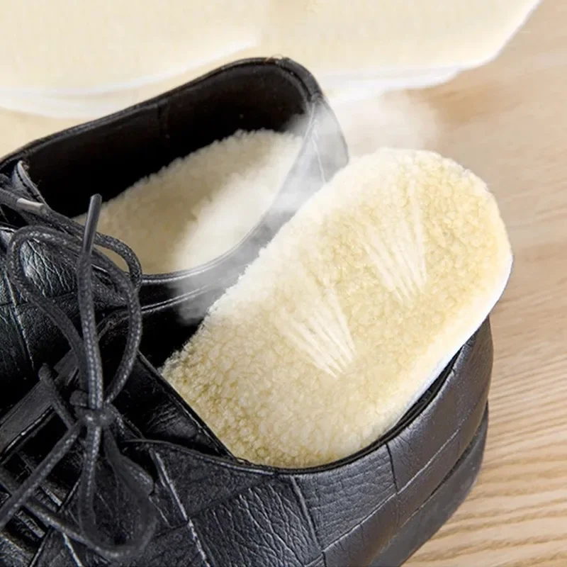 Palmilhas de lã de cordeiro natural para homens e mulheres, inserção de sapatos, almofadas térmicas, lã macia, grossa, caxemira, manter quente, inverno