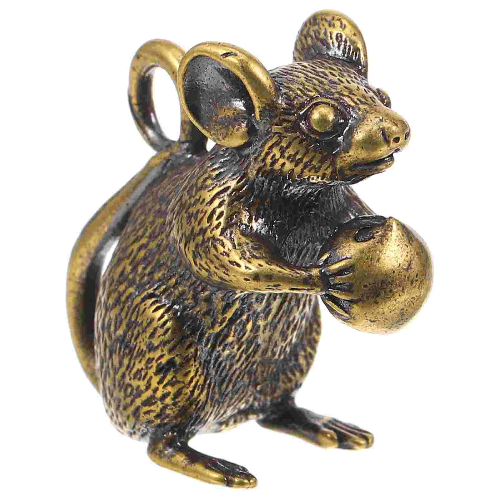 Office Decoration Lucky Statue Mouse Keychain Copper Findings Bag Ornament DIY Jewelry Accessories Making Charm