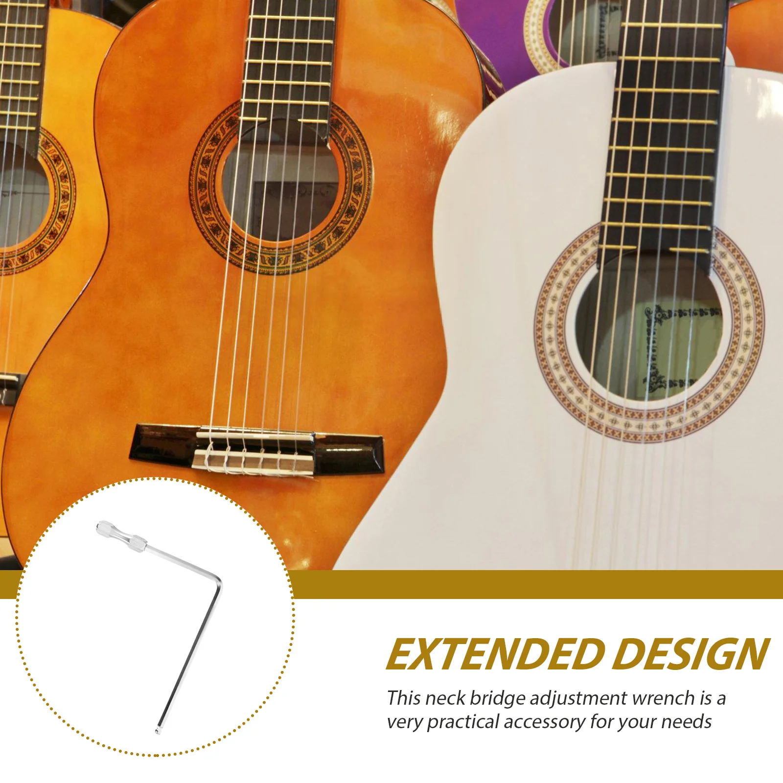 

Guitar Truss Rod Adjustment Wrench Steel Neck Bridge Adjuster Extended Reach Grip Secure Guitar Maintenance Tool