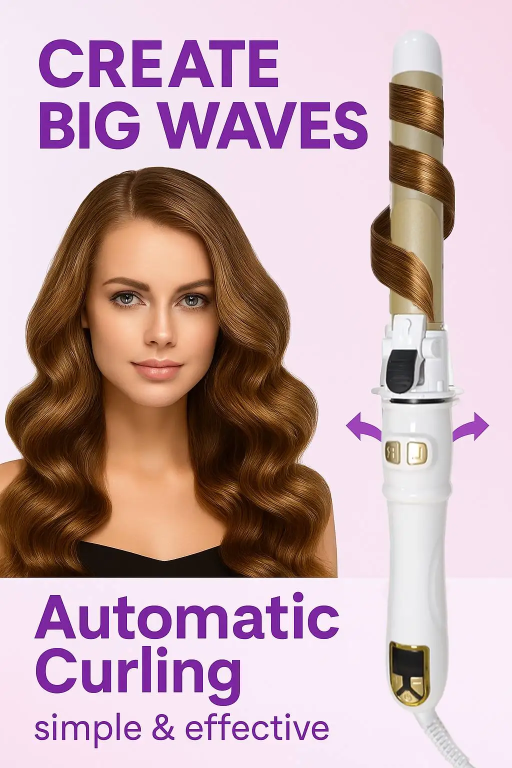 

2026 Best Hair Curling Wand 28mm Automatic Rotating Curling Iron for Professional Big Waves and Inward Curls