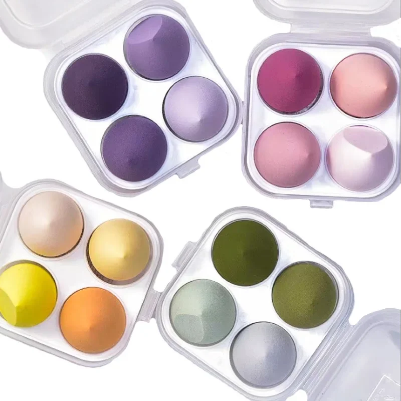 4pcs Set Makeup Puff Cosmetic Latex Soft Beauty Ball Foundation Powder Box Wet and Dry Colorful Makeup Tool