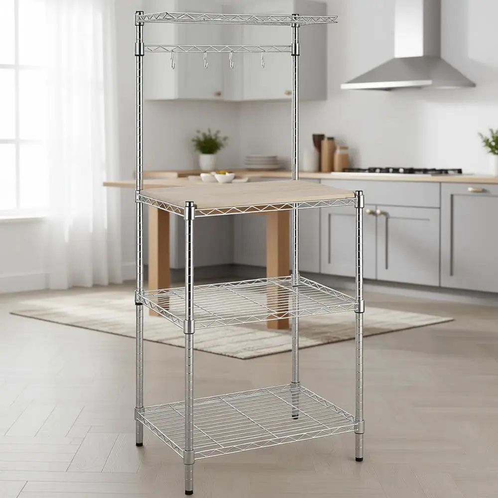 

Baker's Rack with Removable Top, Chrome/Beige, 18D x 24W x 59H