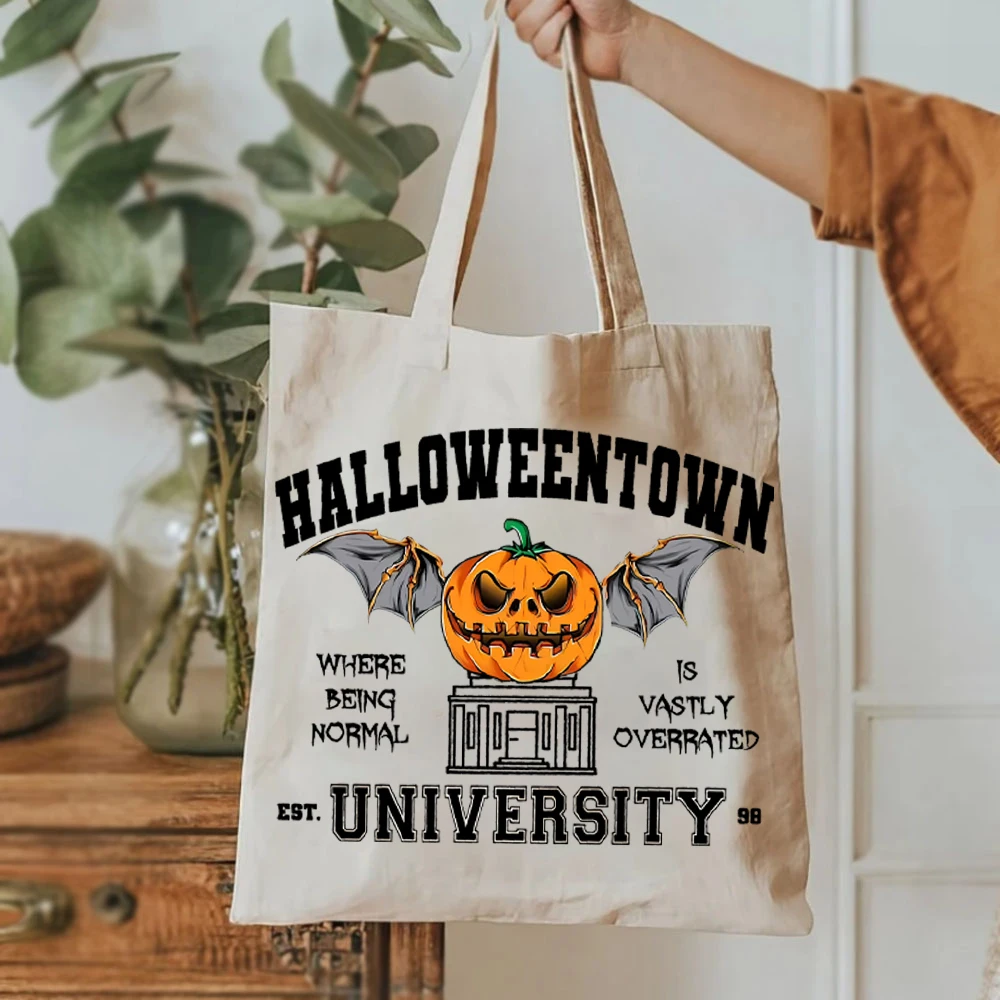 Halloween Pumpkin Tote Bags Happy Halloween Women's Handbags Halloweentown University Women's Handbag's Halloweentown Tote Bag's