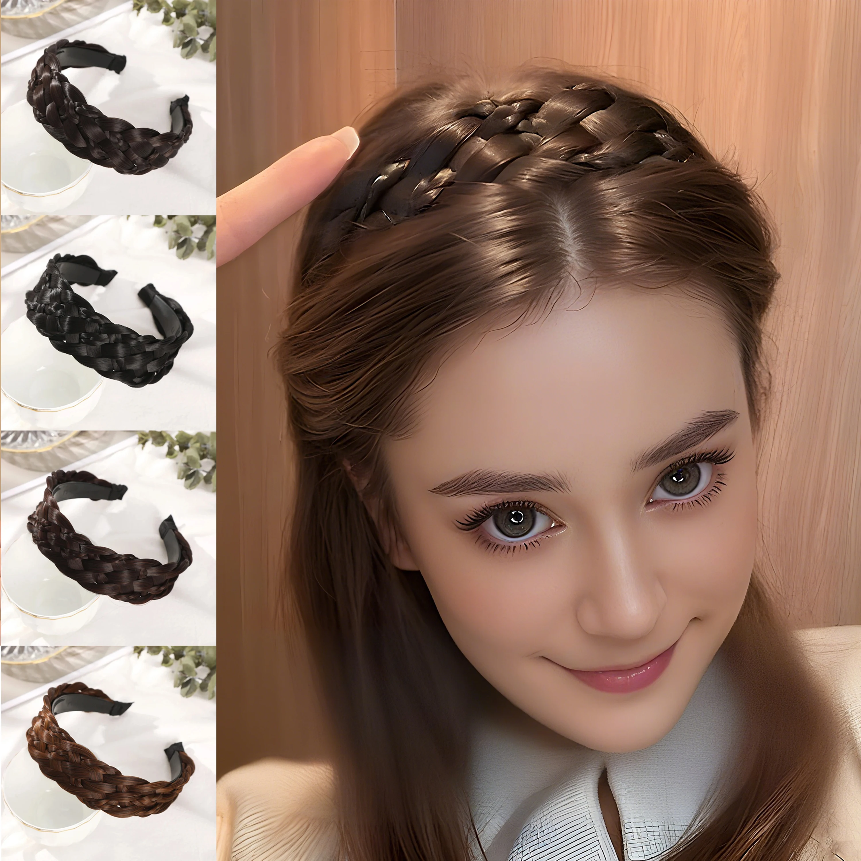 

Women Synthetic Wig Twist Braided Hair Bands Fashion Braids Hair Accessories Women Bohemian Nature Headband Stretch for Party