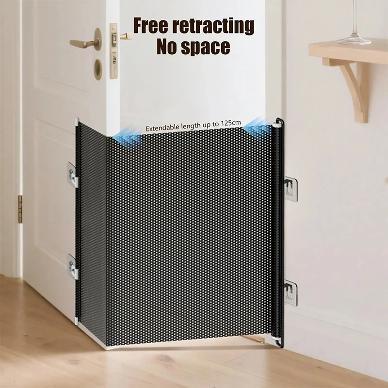 Indoor Retractable Staircase Door Sill Without Drilling Anti Cat Running Jumping Pet Fence Baffle For Doorways Corridors Stairs