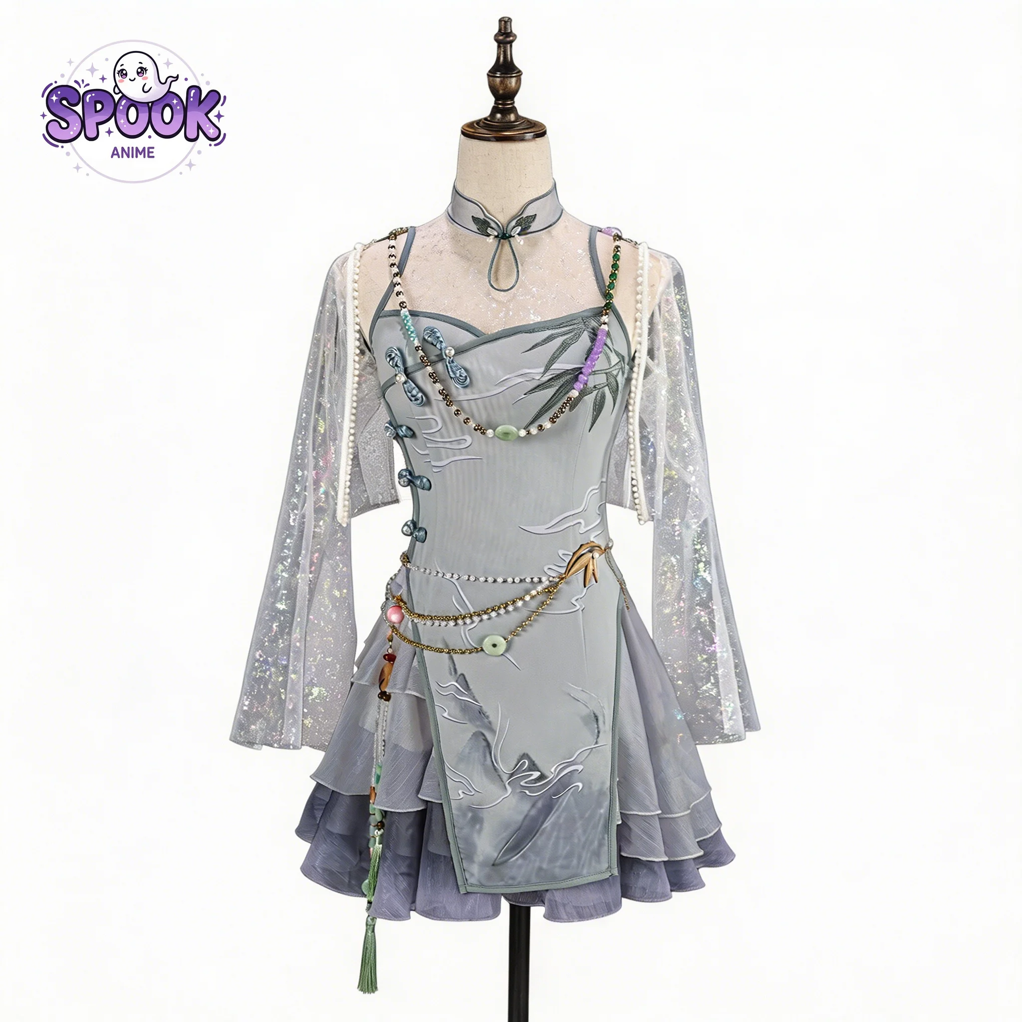 Gray Chinese Swimsuit Zayne Blossom Escape Love and Deepspace Cosplay Costume Full Set for Women Halloween Role Play Outfit