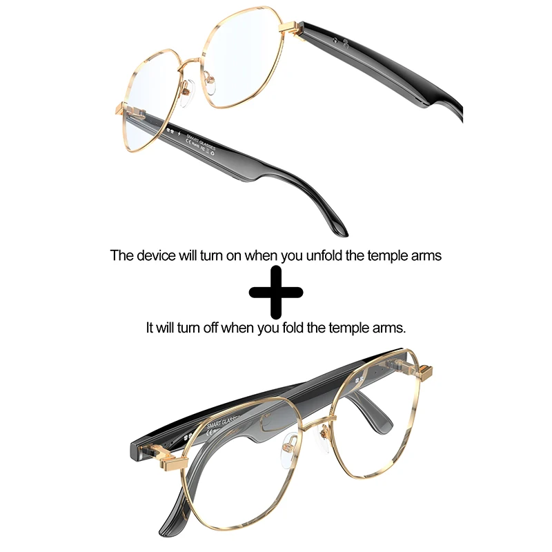 AI Chat Men Women Smart Bluetooth Call Glasses Voice Assistant Real-time Translation Voice Notes Open Ear Music IP65 Waterproof