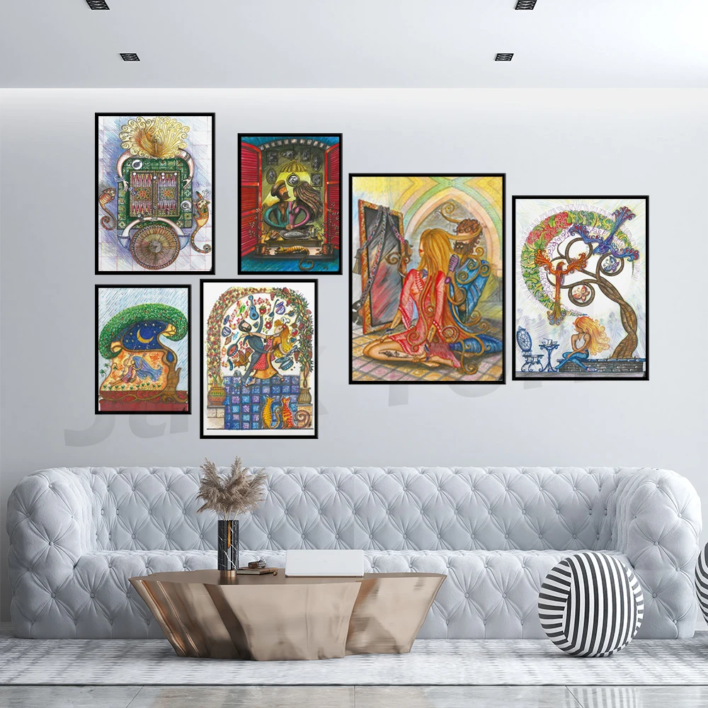 

Lebanese Art Print Byblos" - "Salsa Kitchen" - "Gathering" - "Day & Night" - "Backgammon" - Lovers Cooking Art Poster Print