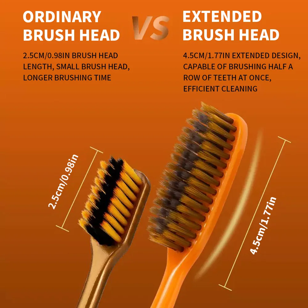 6 cepillos de dientes de lujo con luz naranja de alta calidad, limpieza profunda, cuidado bucal, herramientas de limpieza de dientes de pelo suave para adultos, vida diaria, también en el hogar