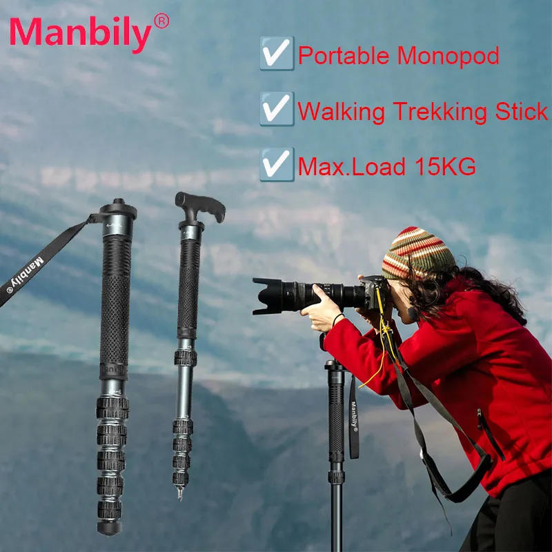 

Manbily A-666L Walking Trekking Stick Aluminum Monopod 6-section Expansion Outdoor Travel Photography Bracket Max.Load 15KG
