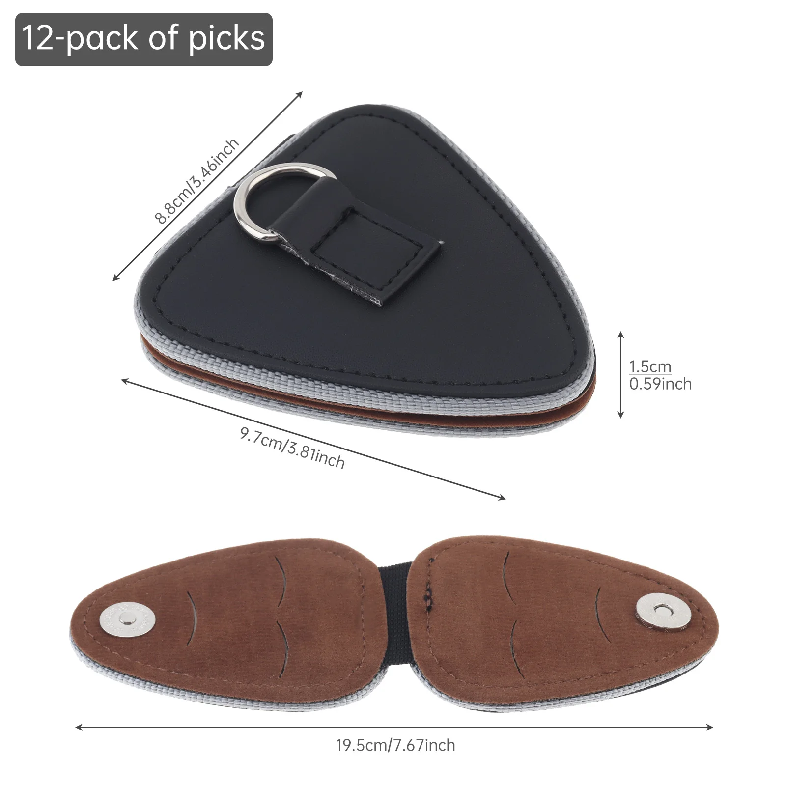Oxford Fabric Heart-Shaped Guitar Pick Pouch for Holding Up to 12 Picks, Pick Holder