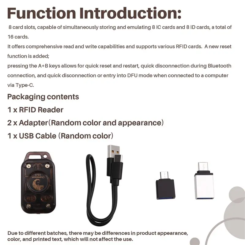 ABZZ-Smart Card Emulator Chameleon V3.0 RFID 125Khz 13.56Mhz Smart Chip Reader ID IC Tag Copyer Read Write Functionality