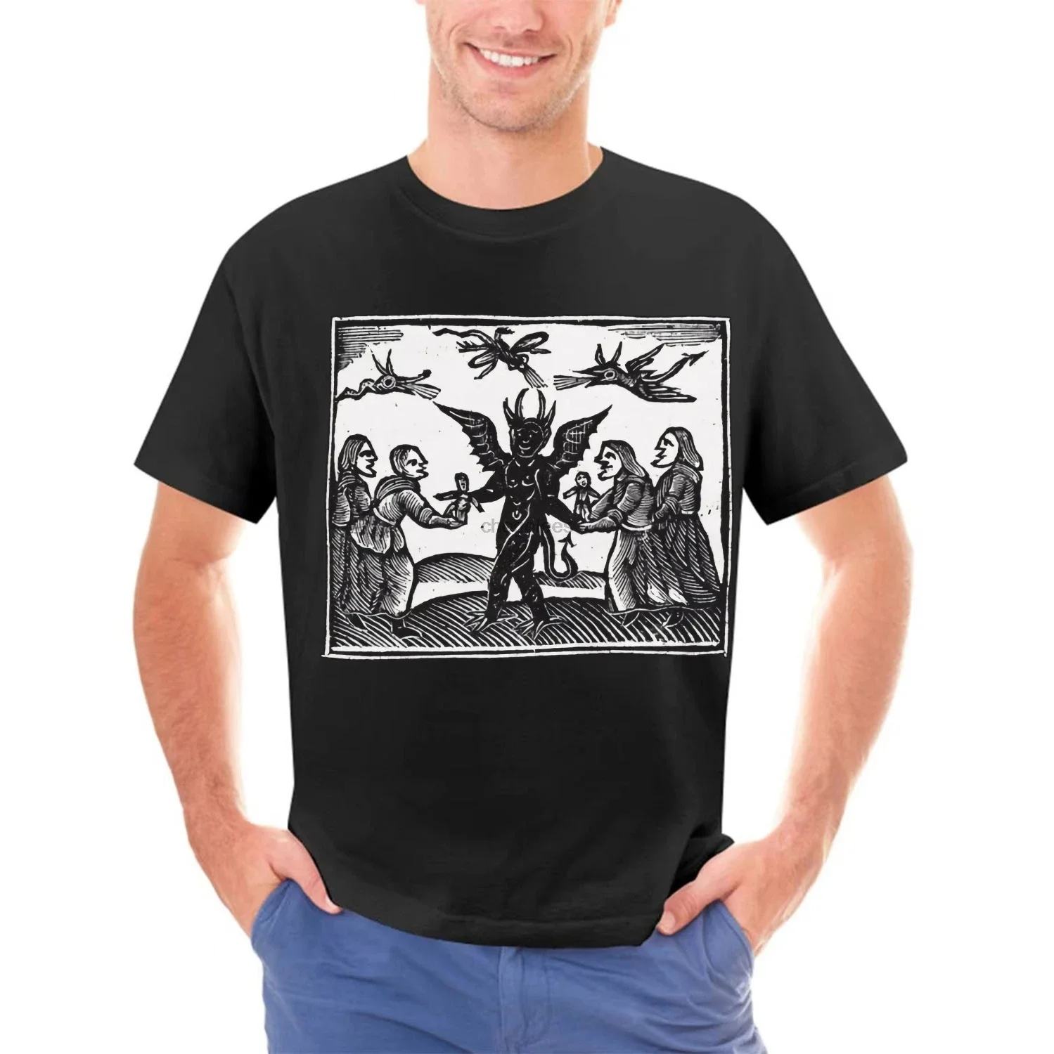 

Witches and Demon shirt Gothic Goth Occult Cross Skull Satan Hell Paradise Lost Gustave Dore Albrecht Durer Renaissance