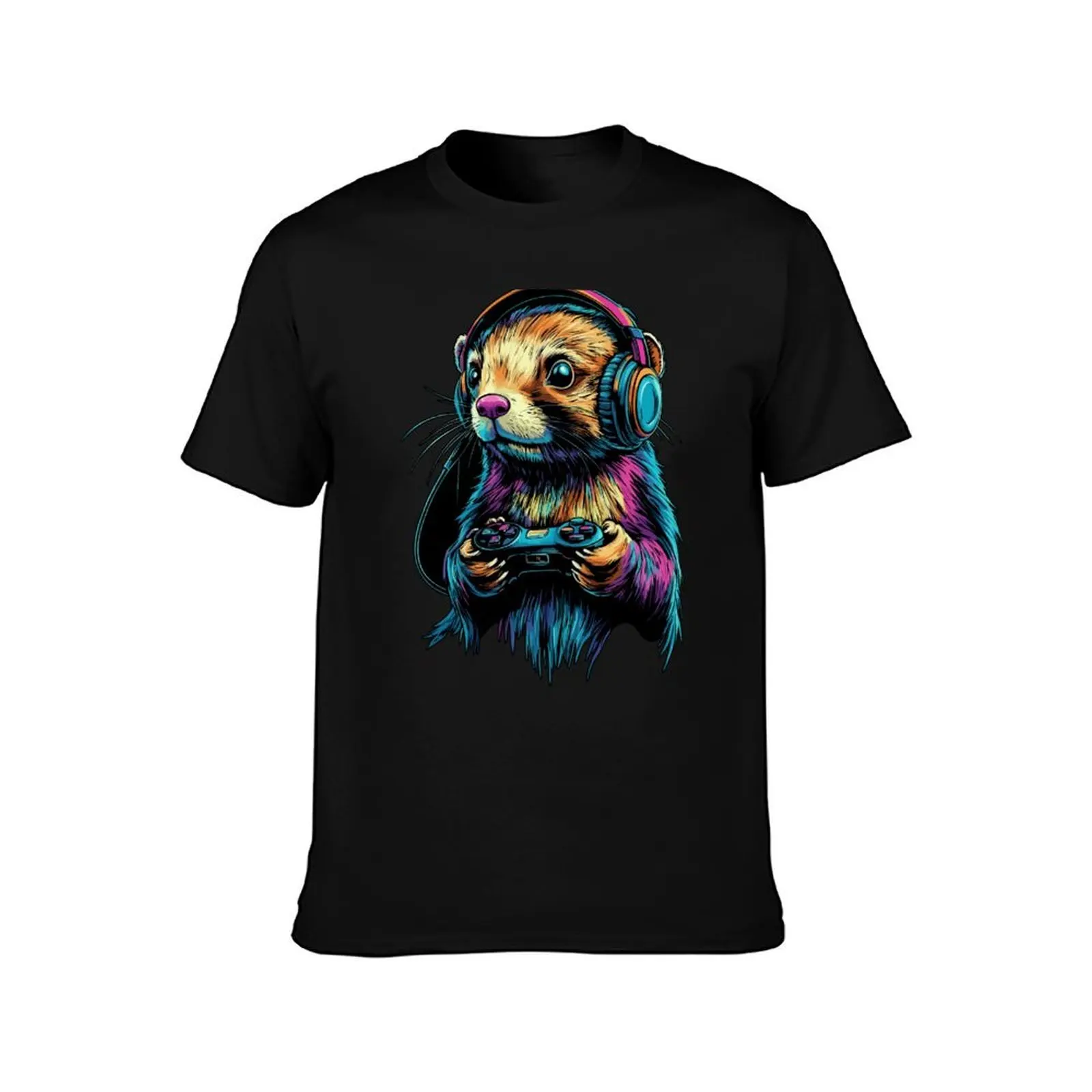 Ferret Lovers Gaming Design Splash Art Kids Ferret Designs T-Shirt Outdoor Activity Sports T-Shirt