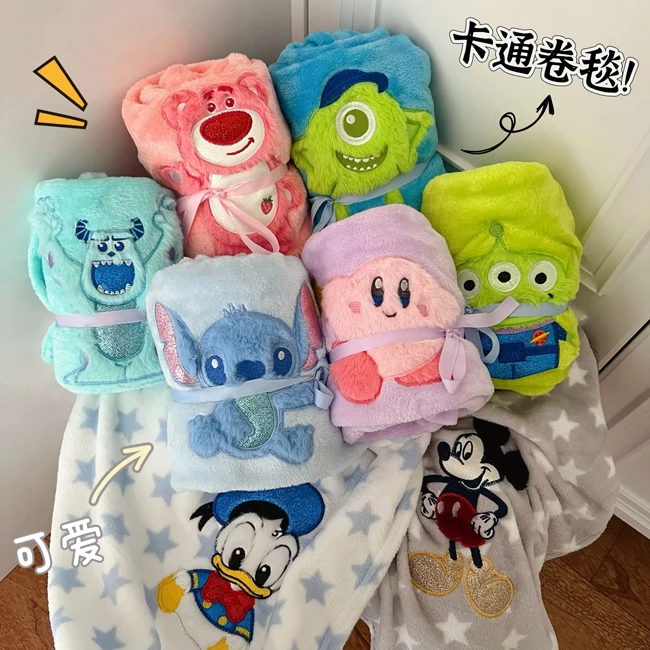 Disney Mickey Stitch Blanket Sullivan Donald Duck Nap Blanket Alien Lotso Spring Summer Flannel Blanket For Child Girl Baby Gift