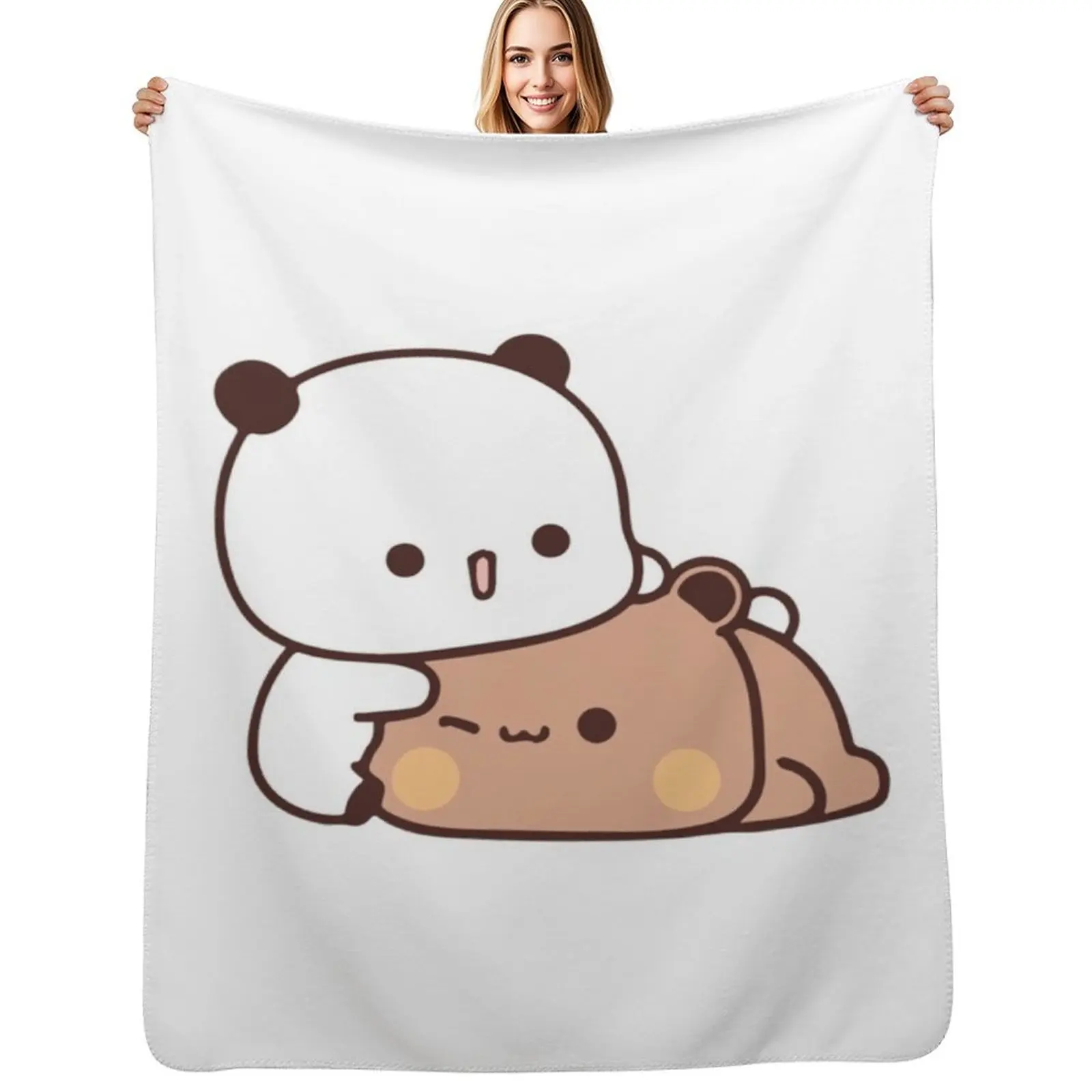 

Bear and Panda Bubu Dudu Balloon Throw Blanket Soft Solid Color Blanket for Couch Bed
