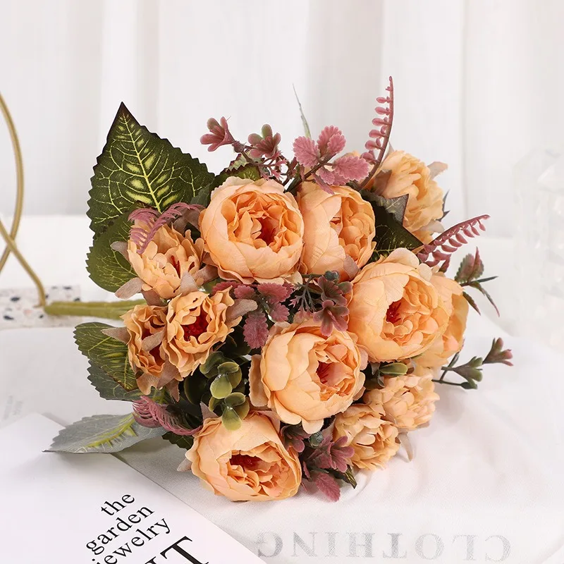 Künstliche Ronghua Pfingstrose Simulation Blume nach Hause Hochzeit gefälschte Blumen bündel Engineering Gartenbau Dekoration – Detail 7