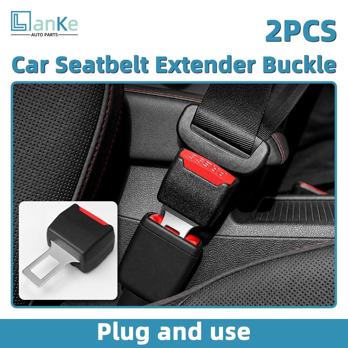 Lanke 2PCS Universal Car Seatbelt Extender Safety Buckle Plug Thick Insert Child And Adult Compatible Car Interior Accessories