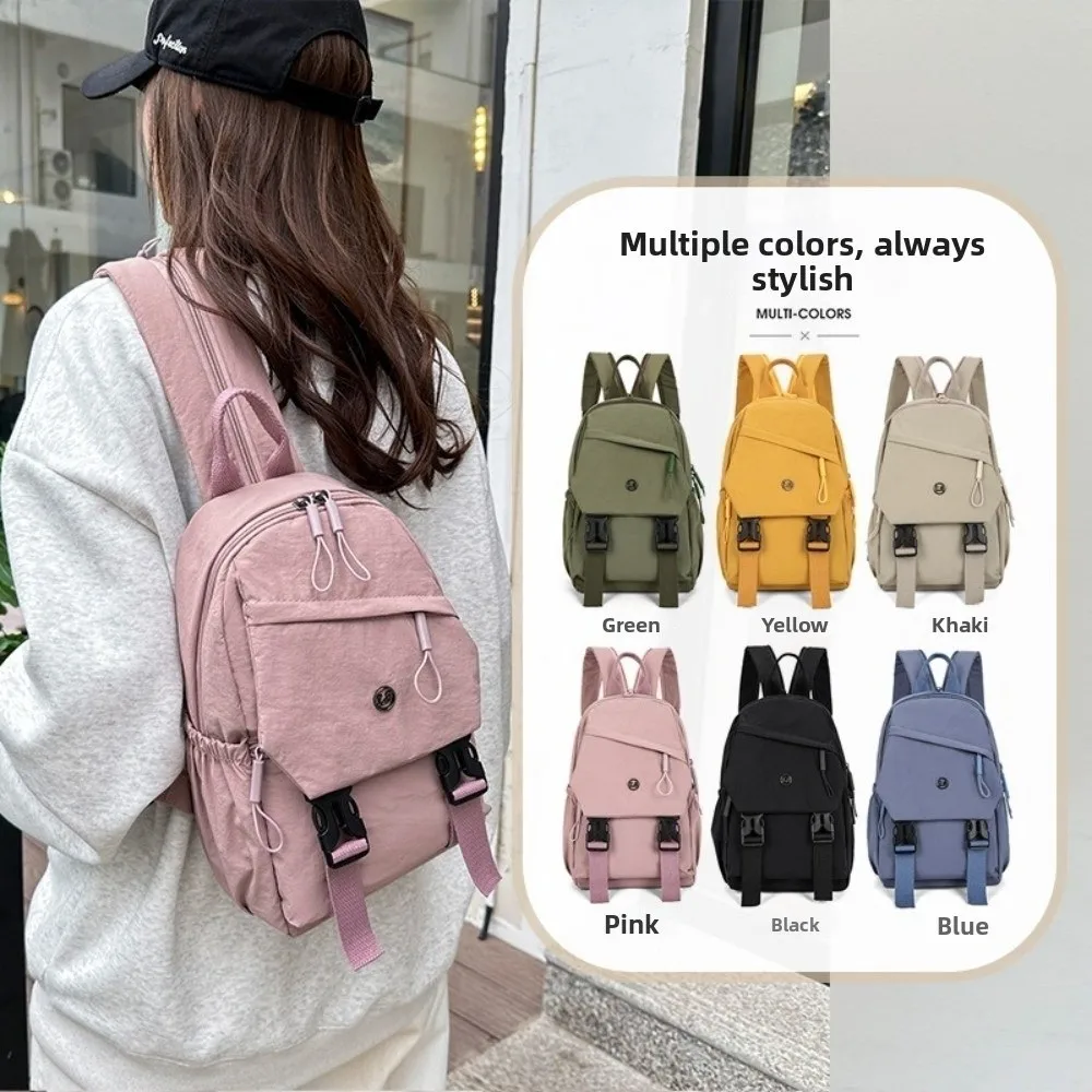 

Portable Anti Theft Women Nylon Backpack Japanese Style Solid Color Travel Shoulder Bag Large Capacity Student Schoolbag Unisex
