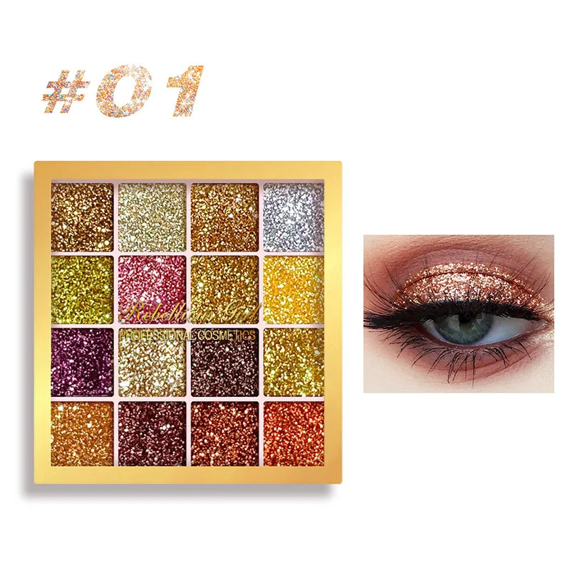 Palette di ombretti glitter color oro Shimmer Multicolor Sparkle Finitura con paillettes Corpo Trucco viso Stage Party Trucco cosmetico per donna