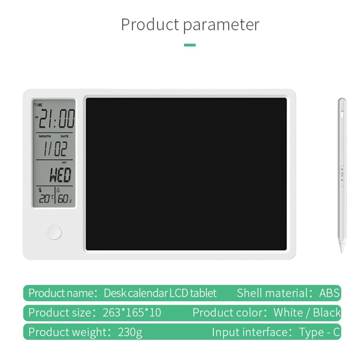

ABWG-Multi-Function Electronic Calendar Desktop Calendar LCD Handwriting Board Office Memo Desktop Ornament