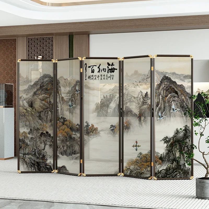 Chinese retro landscape screen partition office mobile folding villa hotel clubhouse home blocking feng shui