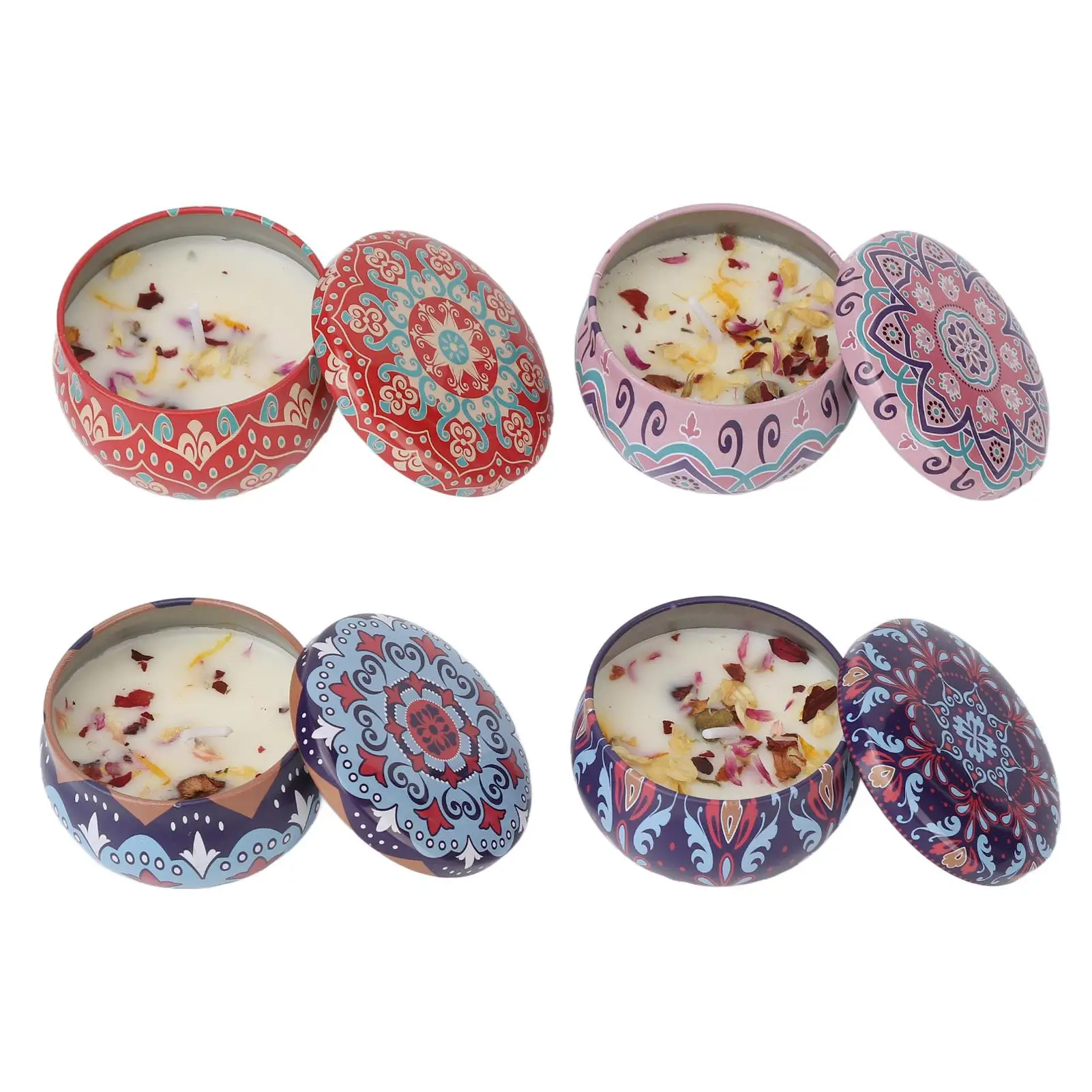 

Dried Flower Aromatherapy Candle Set 4pcs Gardenia Scent Elegant Lasting Perfect for meditation for bedroom