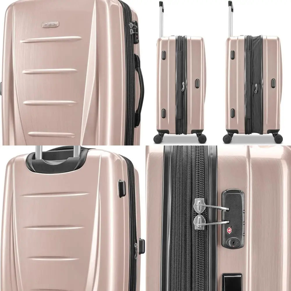 Bagagem giratória rígida expansível média de 24 polegadas em rosa Artic