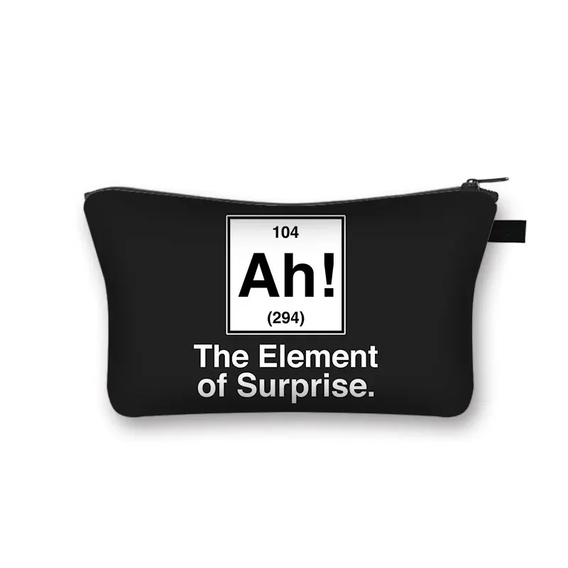 Periodic Table of Elements Print Cosmetic Case Science Chemistry Makeup Storage Pouch Beauty Bag Napkin Bag Lipstick Bag Gift