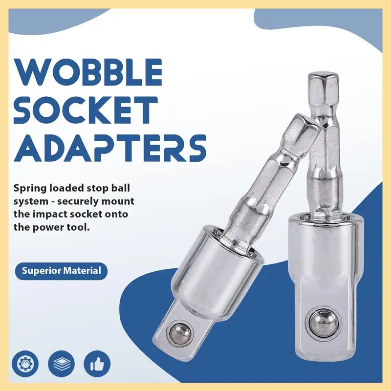 GOOD-3 Pack Impact Grade Socket Adapter 360-Degree Universal Joint Swivel Socket Set, Socket To Drill Adapter