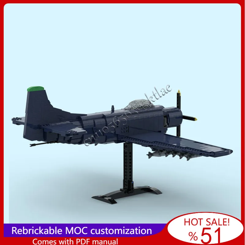 1563 ELEMENTÓW AD-2 Skyraider Model Samolotu Szturmowego Zestaw Klocków DIY Kreatywny Model do Składania Zabawki Prezent dla Dzieci Dorosłych na Boże Narodzenie