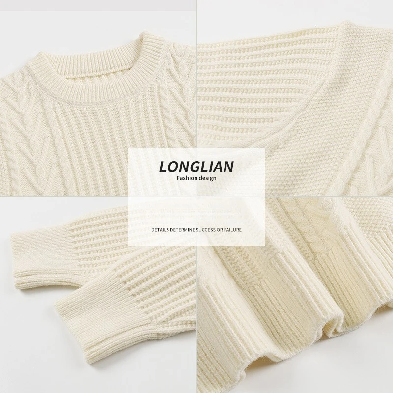 2026 Autumn New Product Fishbone Crew Neck Men's Sweater Bone Line Design High Quality Pullover Knitted Sweater