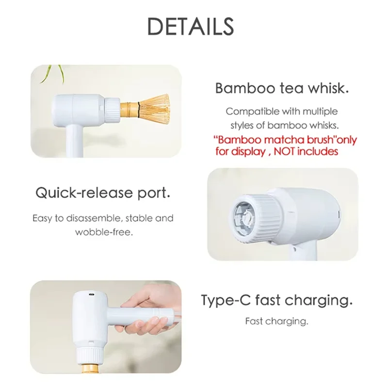 Dispositivo batidor Matcha eléctrico recargable, herramienta de batidora rápida para el hogar, tienda de bebidas, preparación de té DIY