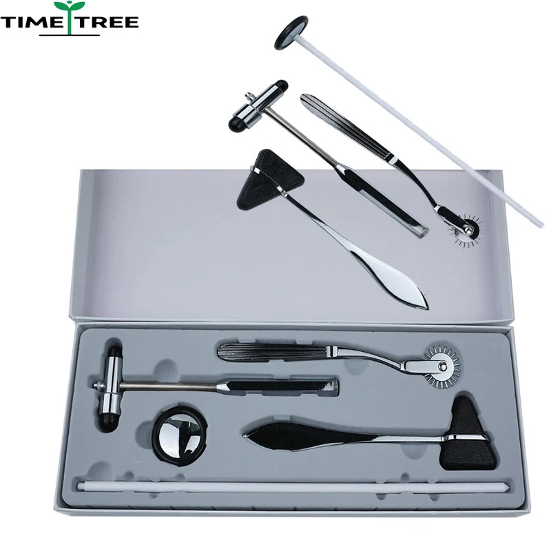 4/5 Piece Neurological Hammer Set Percussion Reflex Hammer with Pointed round Triangle T-Shaped Head for Medical Educational Use