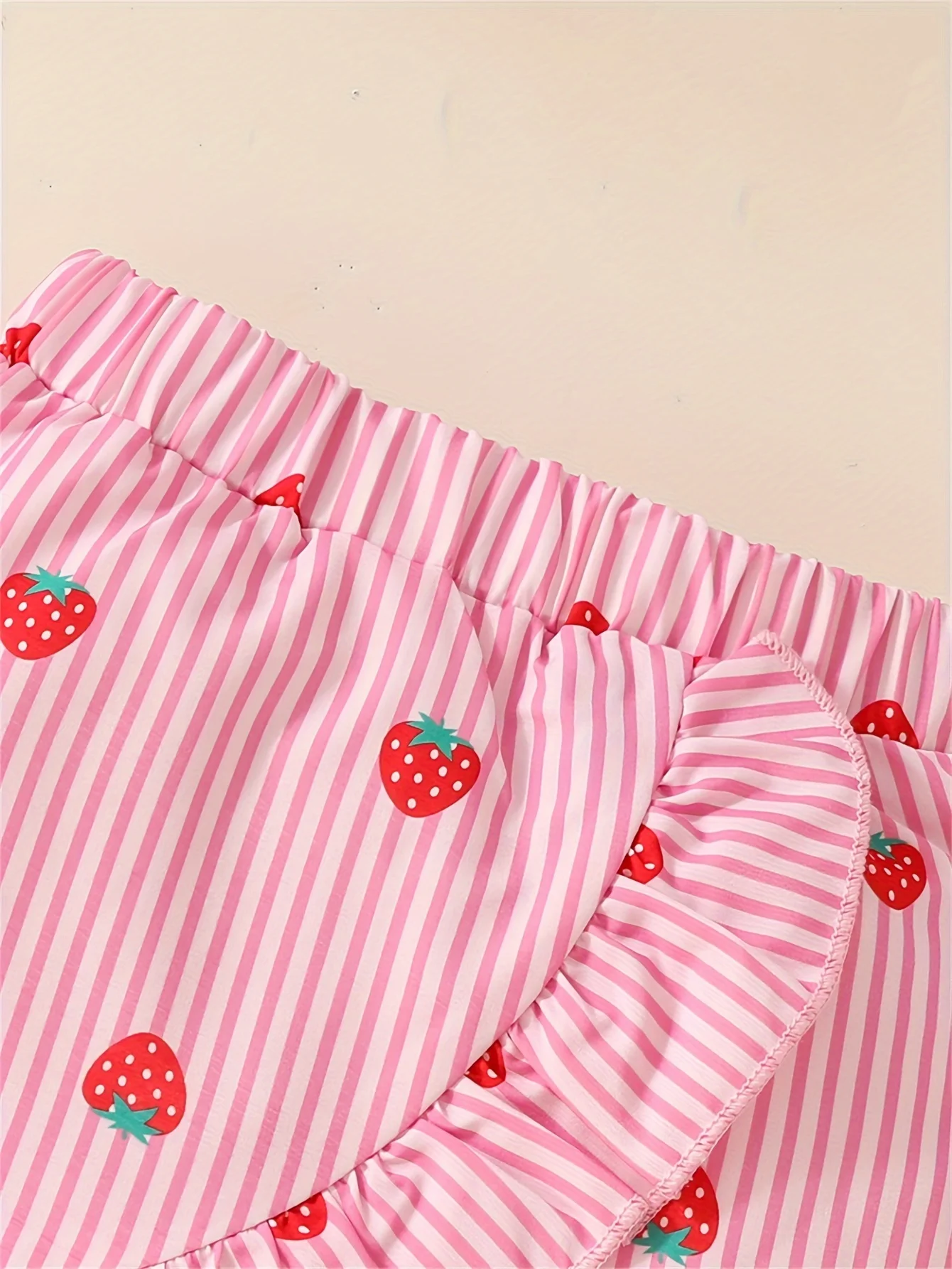 Cute 2-Piece Strawberry Cold Shoulder Top + Short Skirt Girl\'s Set, Summer Going Out Girls Clothes Outfit