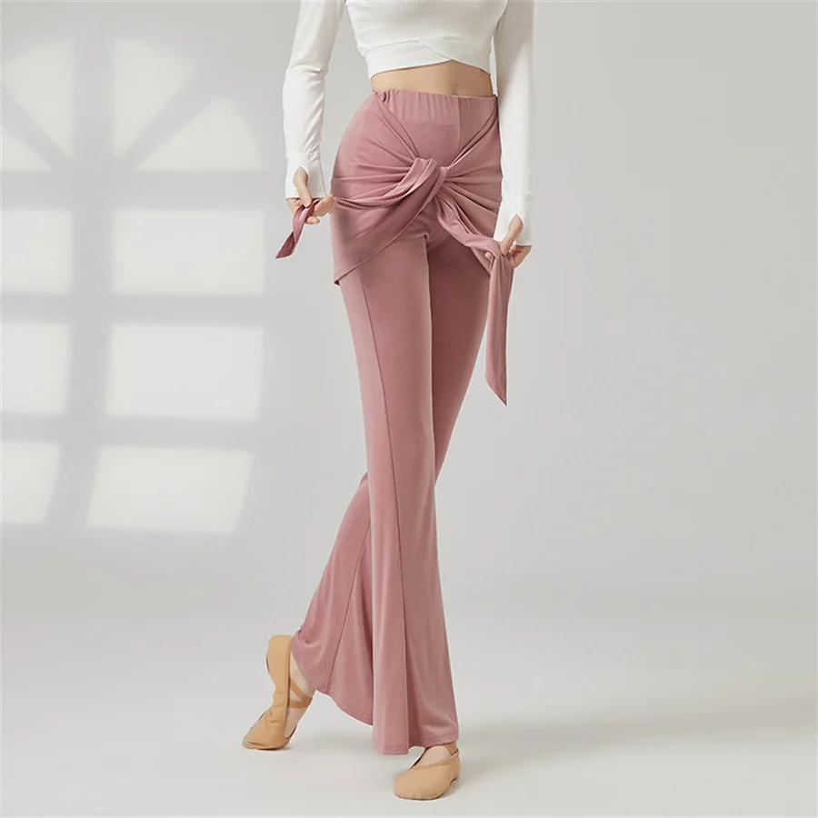 Women Modern Dance Flared Pants With Cover Up Breathable Loose Wide Leg Ballet Chinese Classical Dance Performance Yoga Trousers