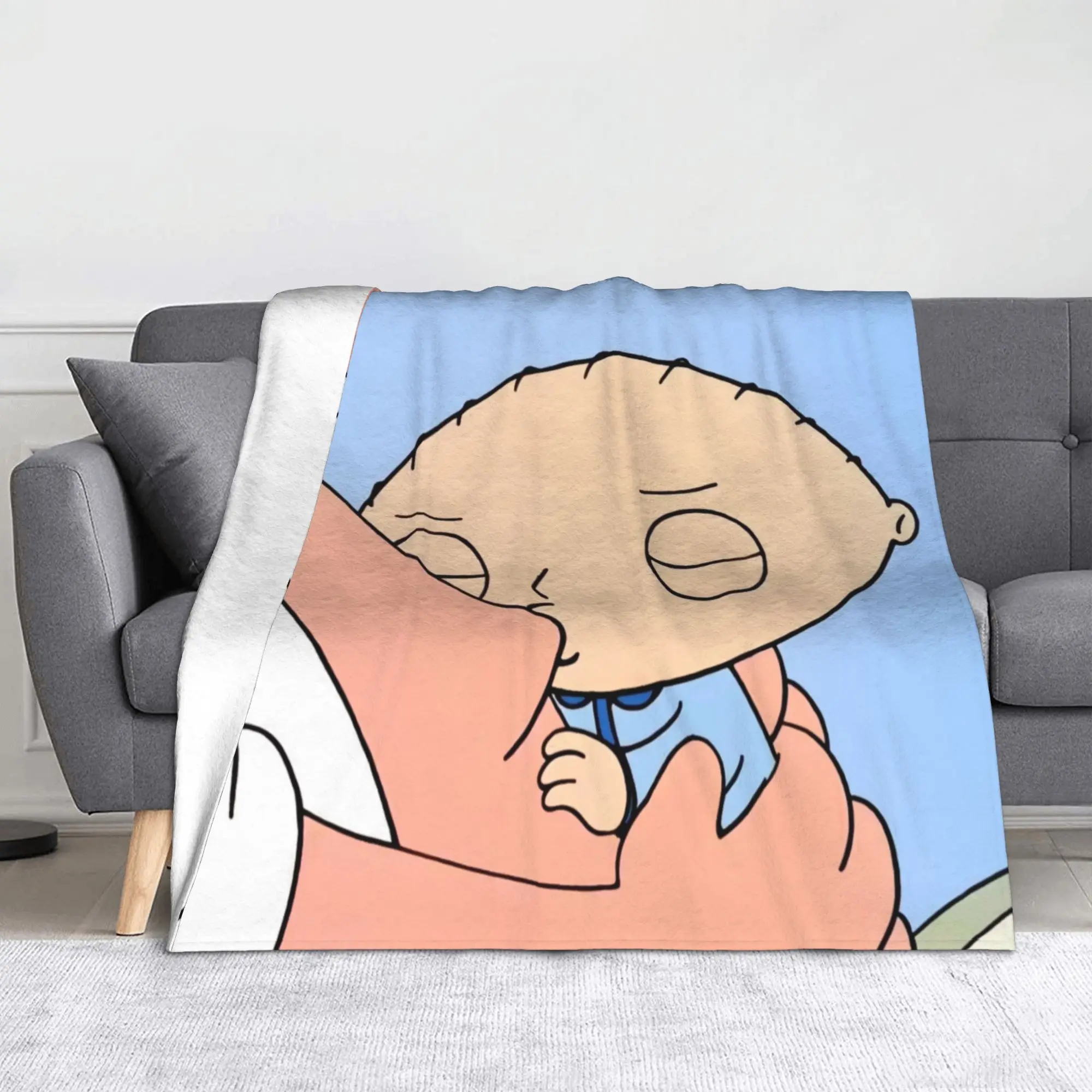 Familys Guys Funny Meme Fleece Throw Blanket Cute Fat Man Blankets for Sofa Couch Super Warm Quilt