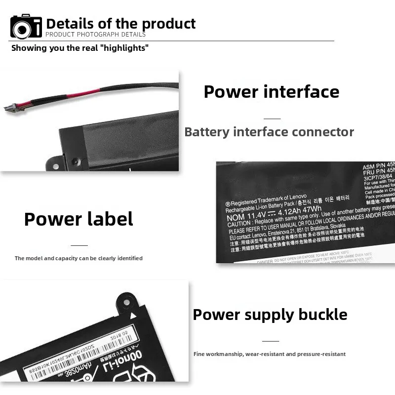 For Lenovo E455 E450 E450C E460 E460C Laptop Battery 45N1752/753 45N1756/757 High Capacity Battery Replacement Bateria